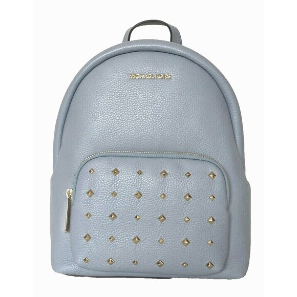 New Michael Kors Erin Medium Backpack Pebble Leather Pale Blue Studs - Picture 1 of 6